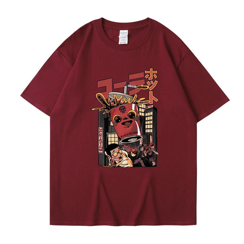 Cartoon monster print T-shirt
