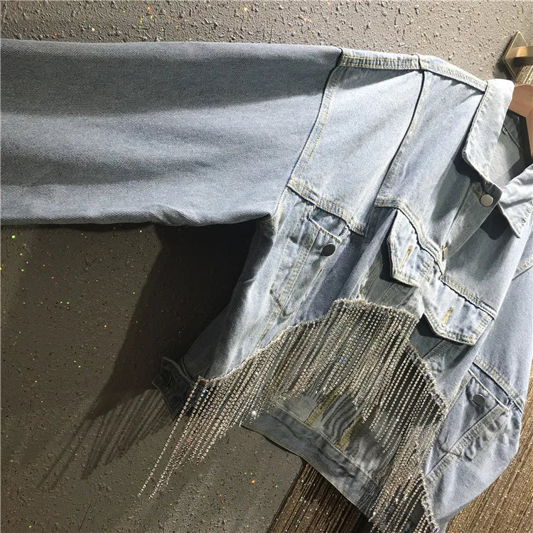 Cowboy rhinestone embelished denim jacket