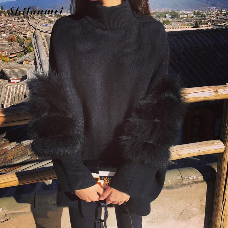 Fluffy turtleneck sweater