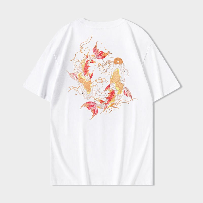 Koi carp embroidered T-shirt