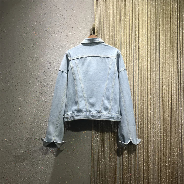 Cowboy rhinestone embelished denim jacket