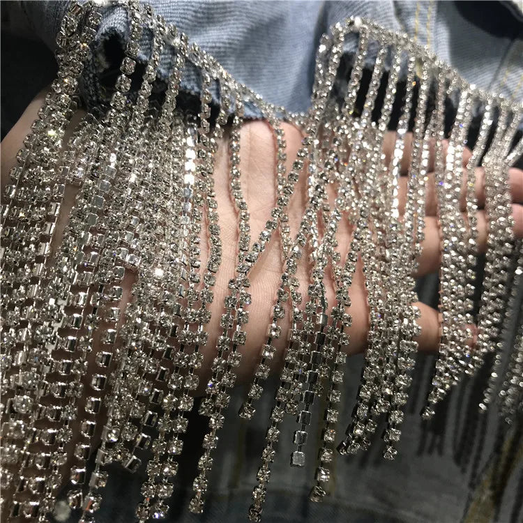 Cowboy rhinestone embelished denim jacket