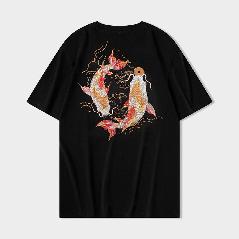 Koi carp embroidered T-shirt