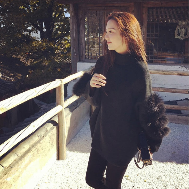 Fluffy turtleneck sweater
