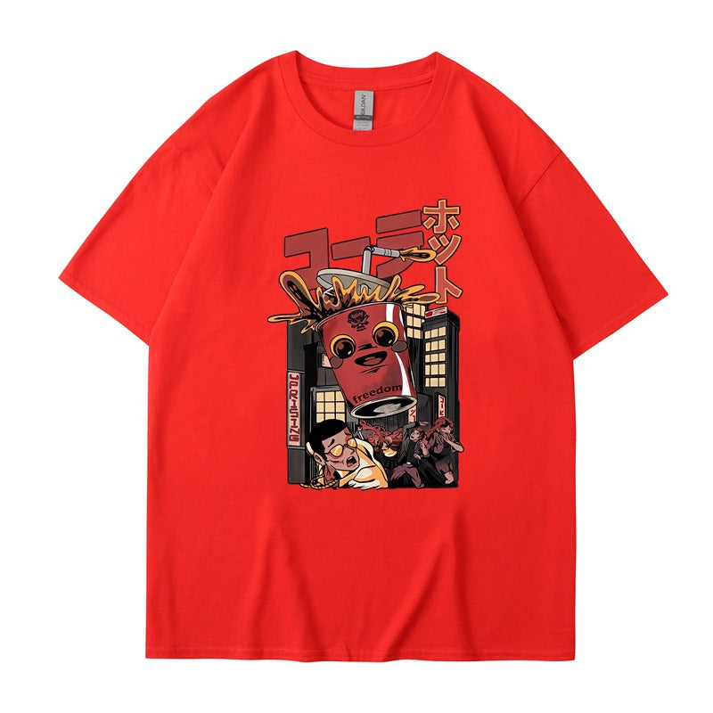 Cartoon monster print T-shirt