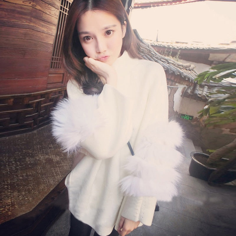 Fluffy turtleneck sweater