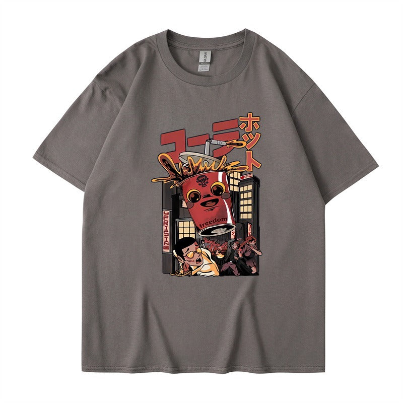 Cartoon monster print T-shirt