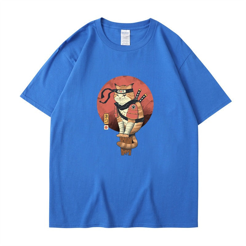 Cute ninja cat print T-shirt