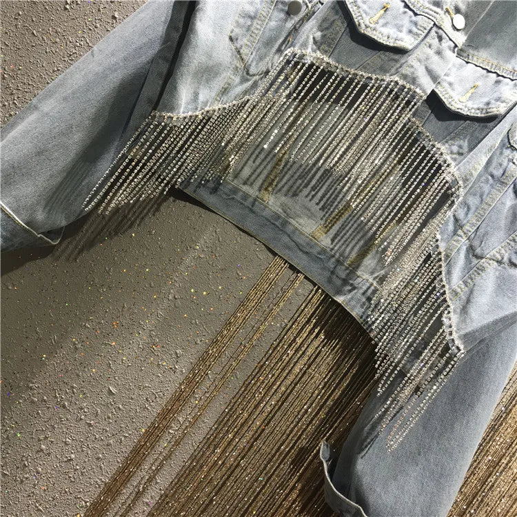 Cowboy rhinestone embelished denim jacket
