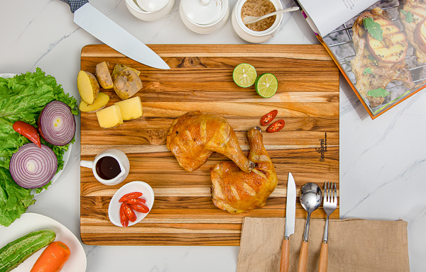 Teak cutting board natural + solid wood