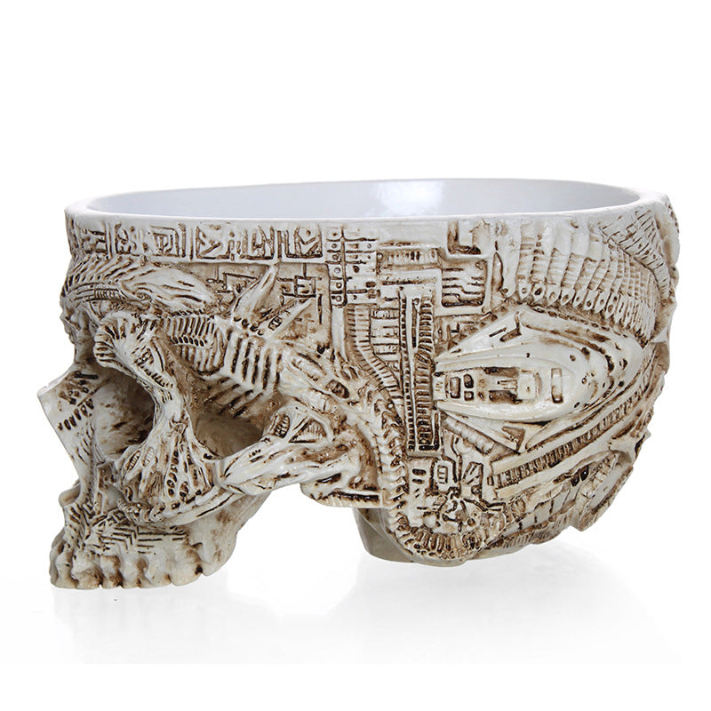 Resin skull flowerpot