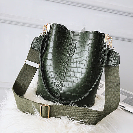 Crocodile textured bucket bag