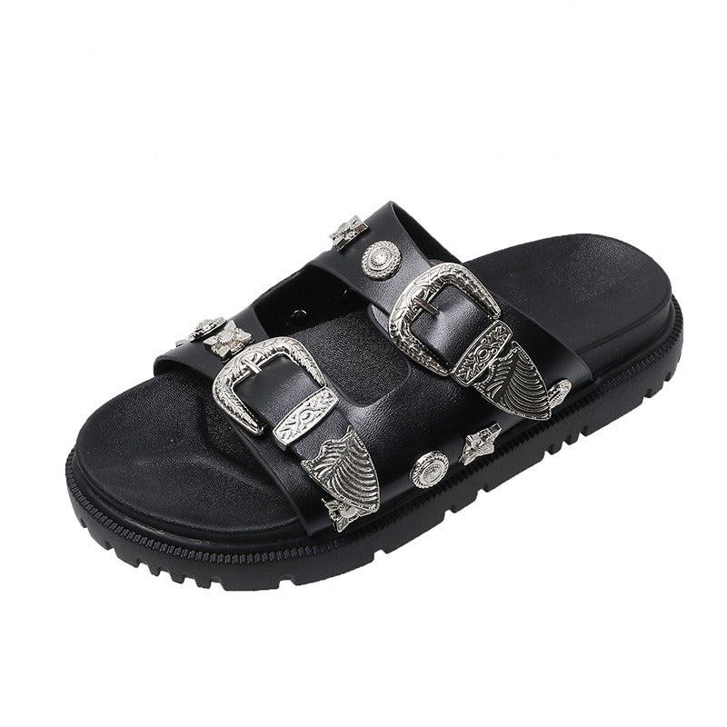 Punk Rock leather mules