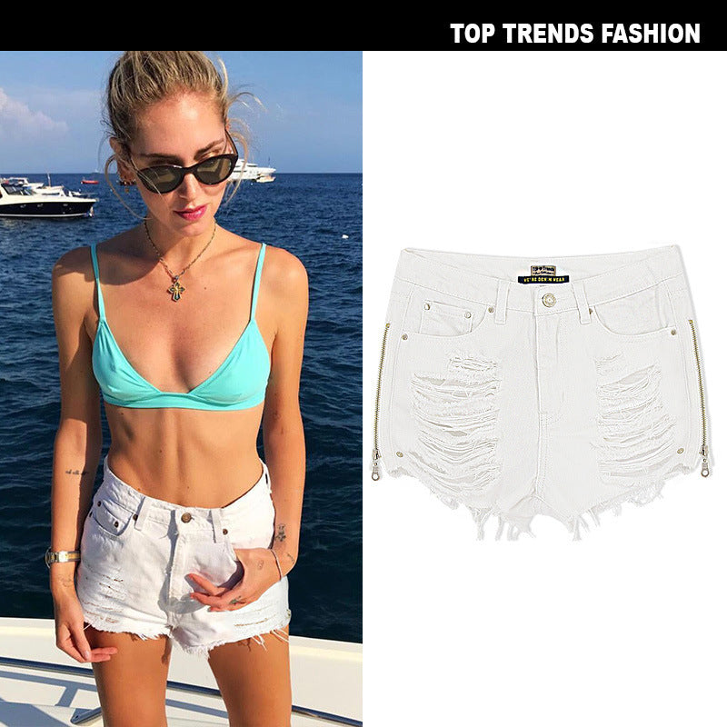 Vacation side zipper shorts