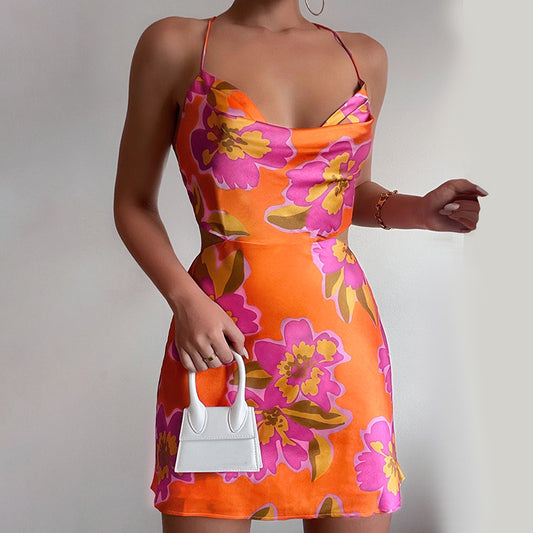 Colorful silk mini dress