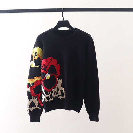 Jacquard embroidered sweater