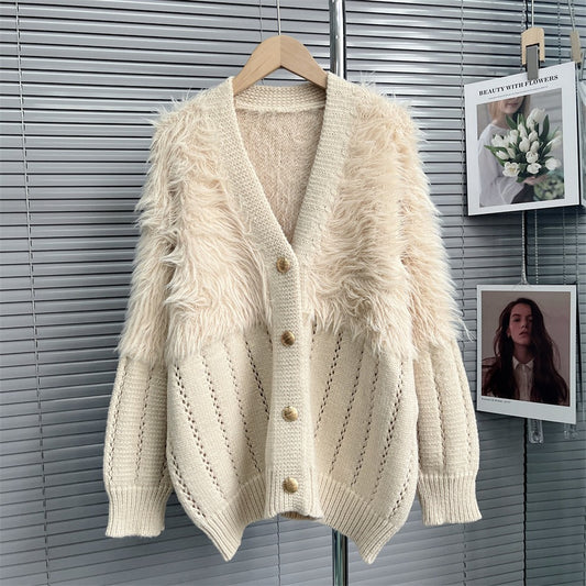 Faux Mink fleece cardigan