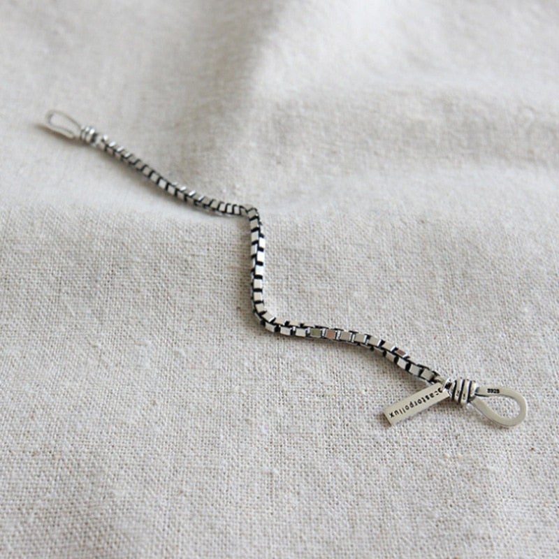 925 Sterling Silver double hook Box Chain bracelet