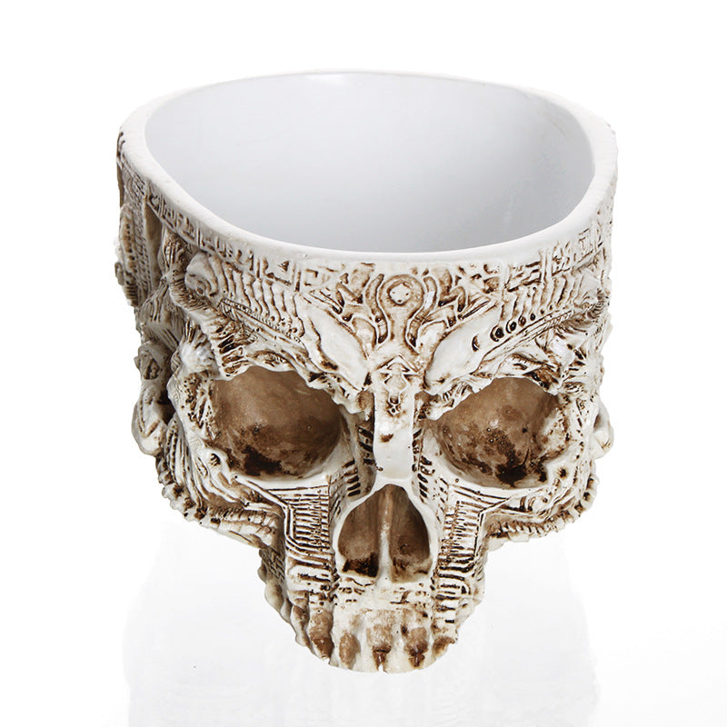Resin skull flowerpot