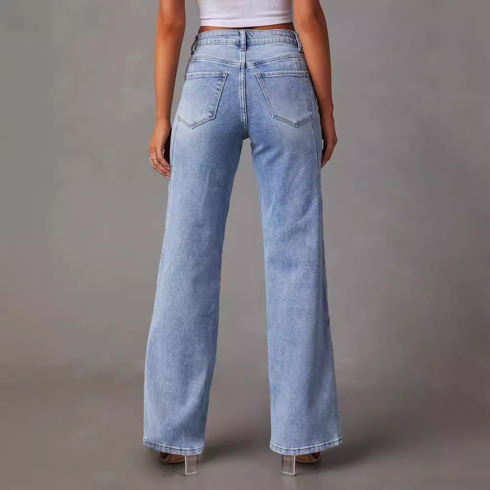 Patchwork wide leg jeans