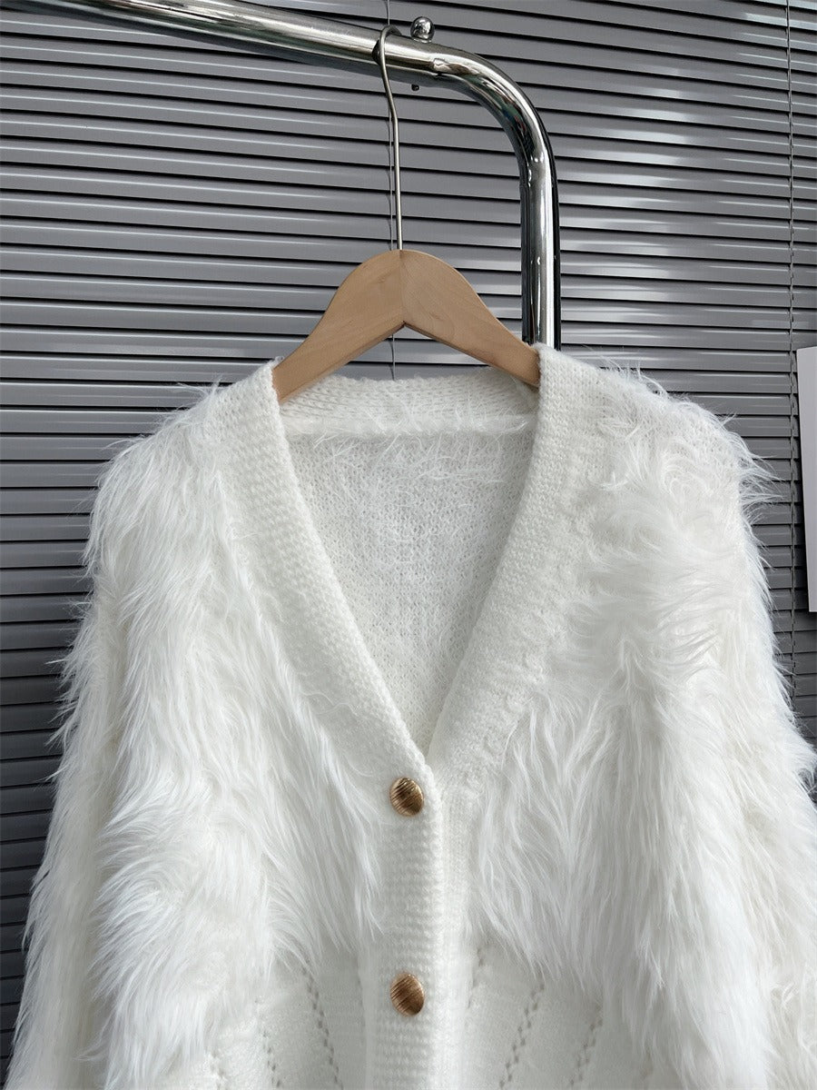 Faux Mink fleece cardigan