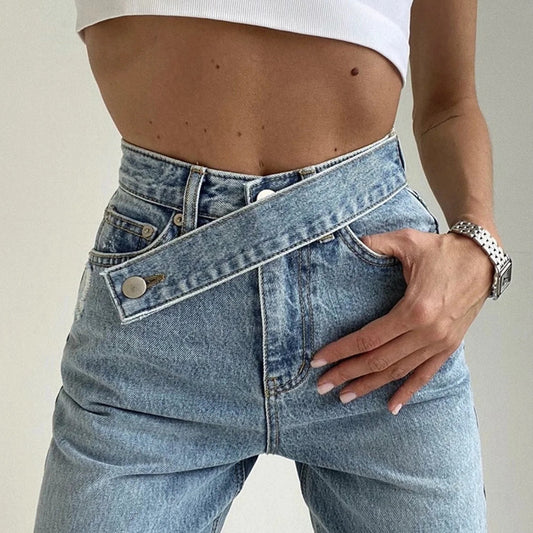 Oblique Belt high waist jeans