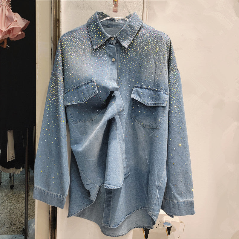 Pearled denim shirt