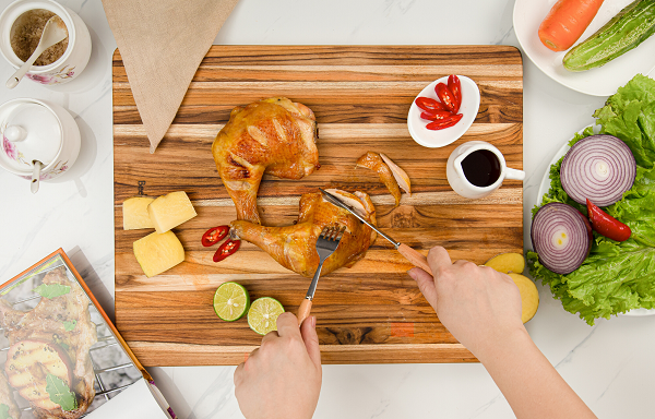 Teak cutting board natural + solid wood
