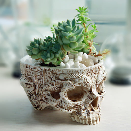 Resin skull flowerpot