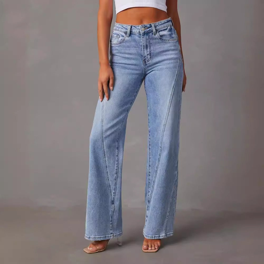 Patchwork wide leg jeans