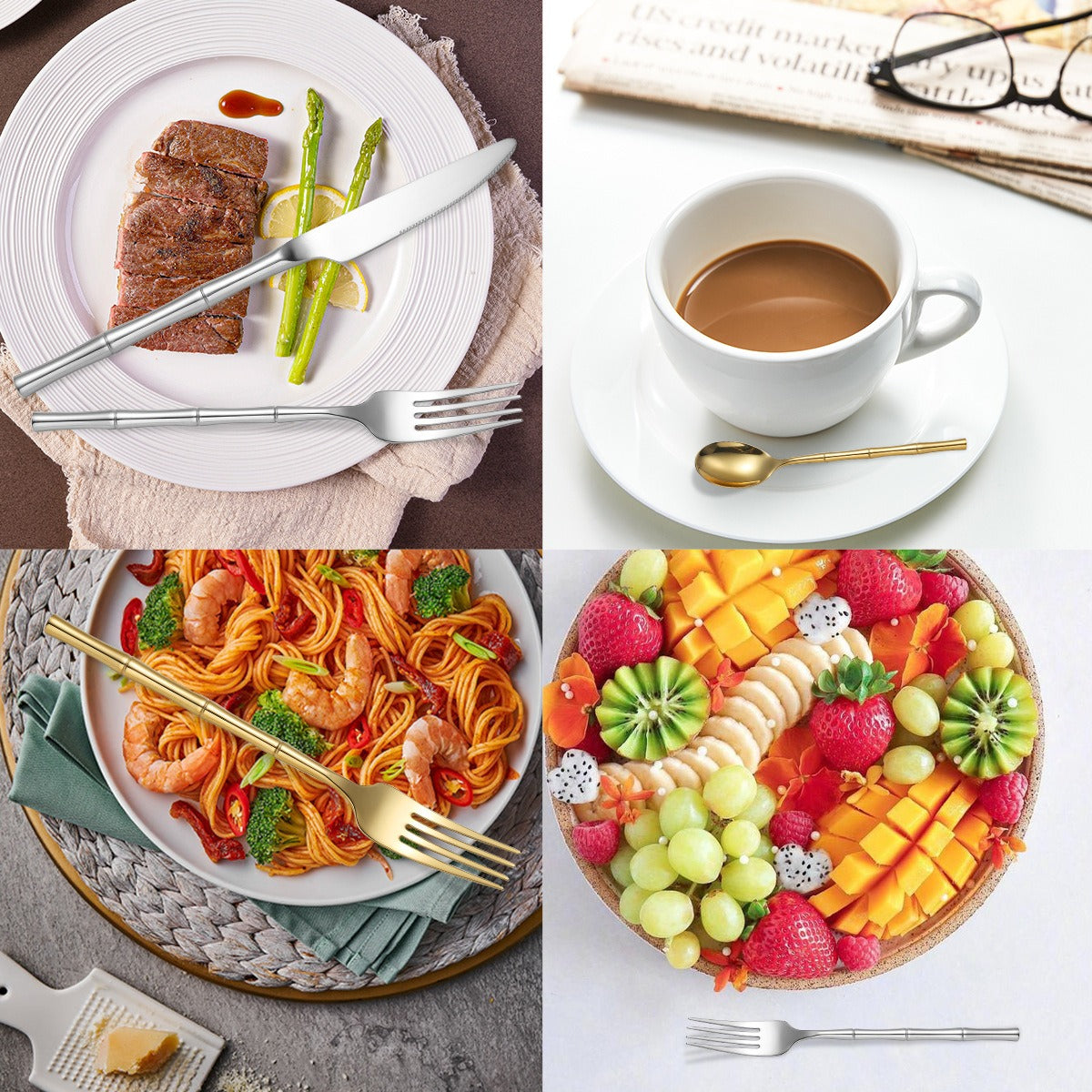 Thickened bamboo 304 stainless steel tableware
