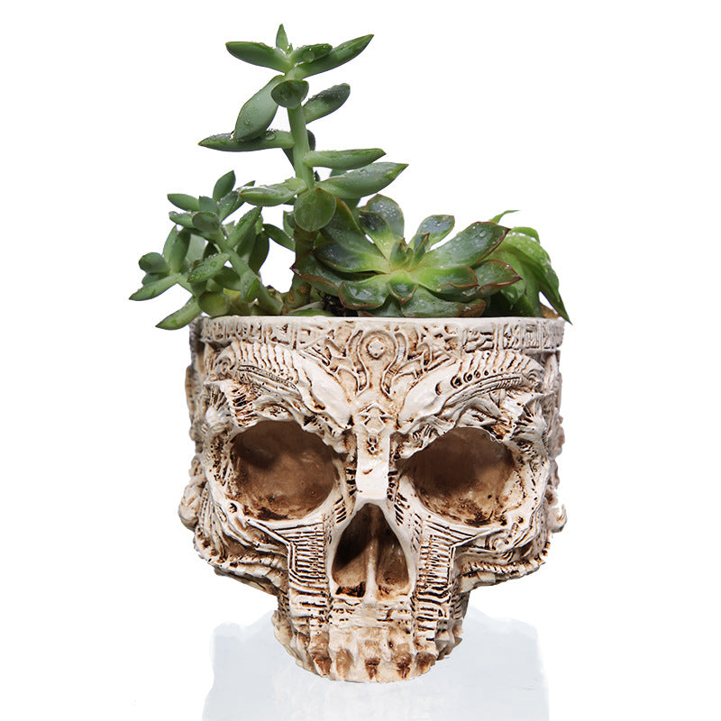 Resin skull flowerpot