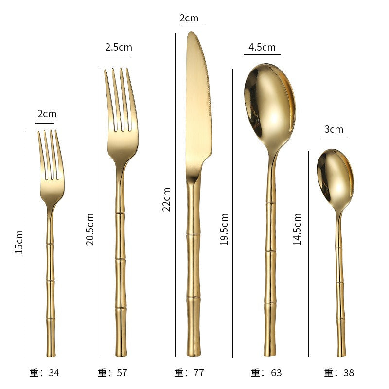 Thickened bamboo 304 stainless steel tableware