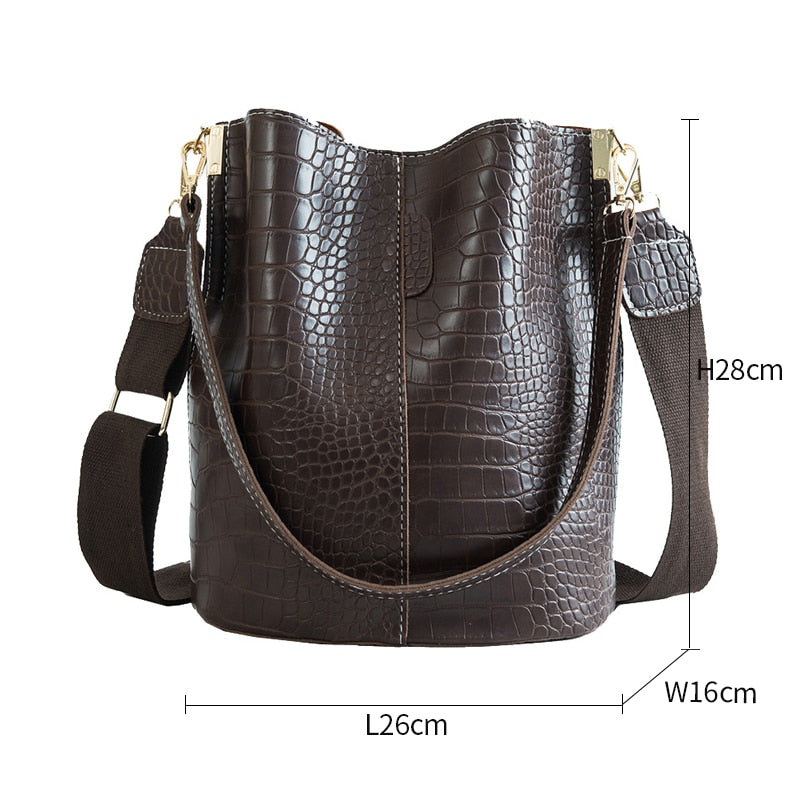 Crocodile textured bucket bag