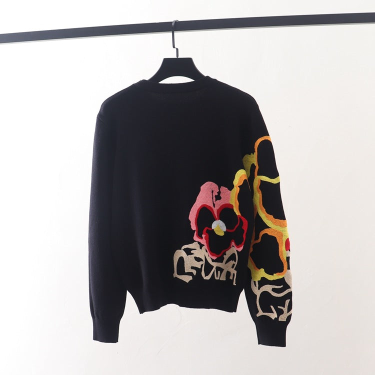Jacquard embroidered sweater