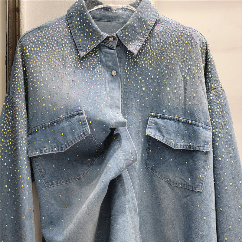 Pearled denim shirt