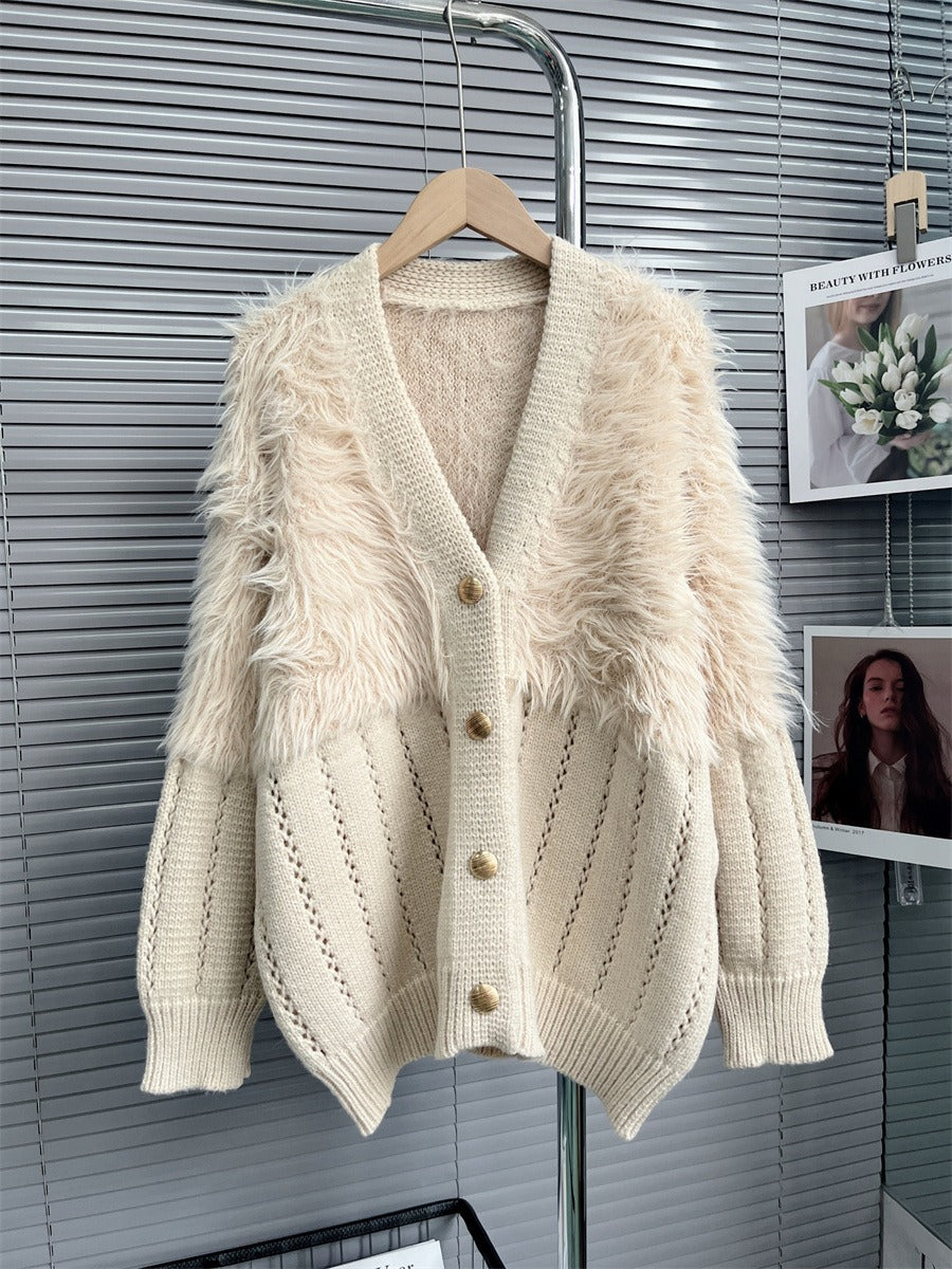 Faux Mink fleece cardigan