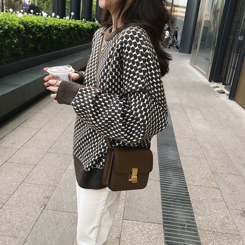 Checkered knitted sweater