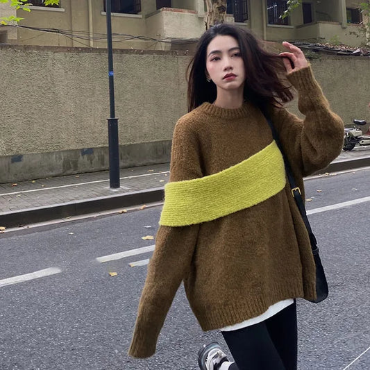 Patchwork asymmetric sweater