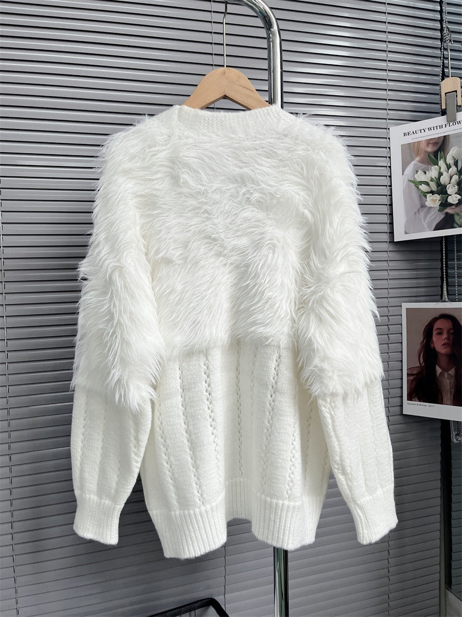 Faux Mink fleece cardigan