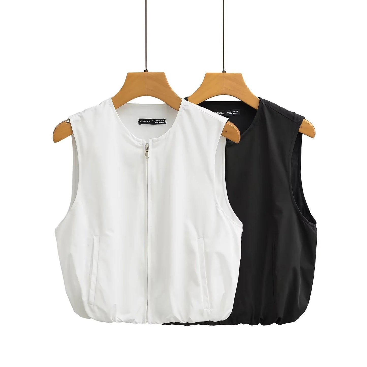 Sleeveless zipper crop top