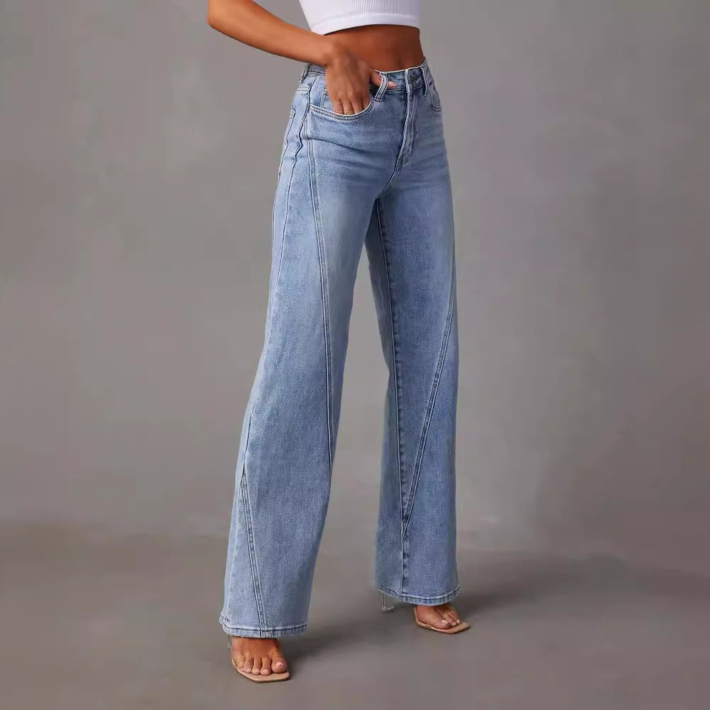 Patchwork wide leg jeans