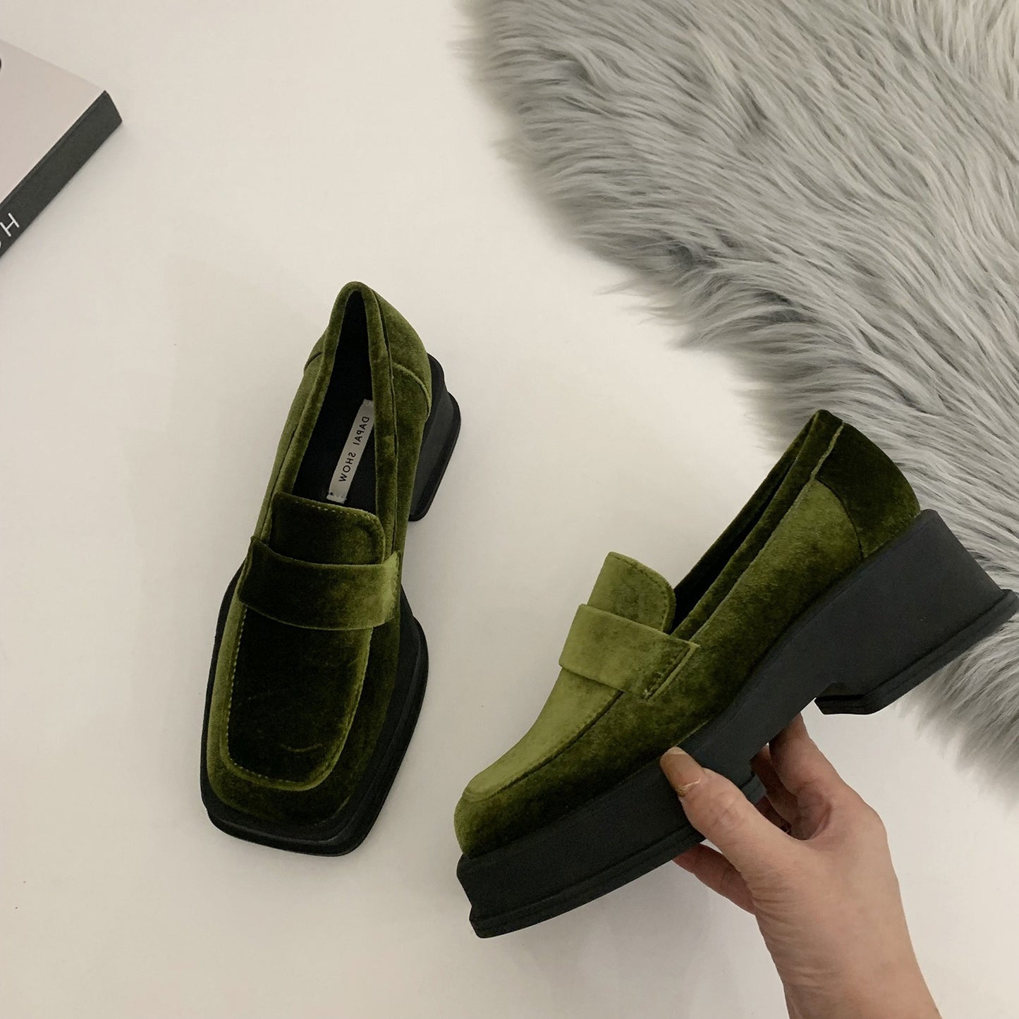 Chunky platform suede shoes