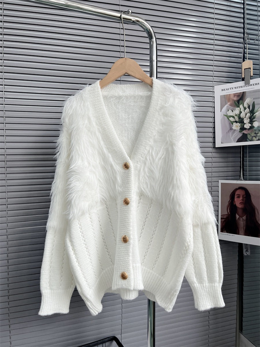 Faux Mink fleece cardigan