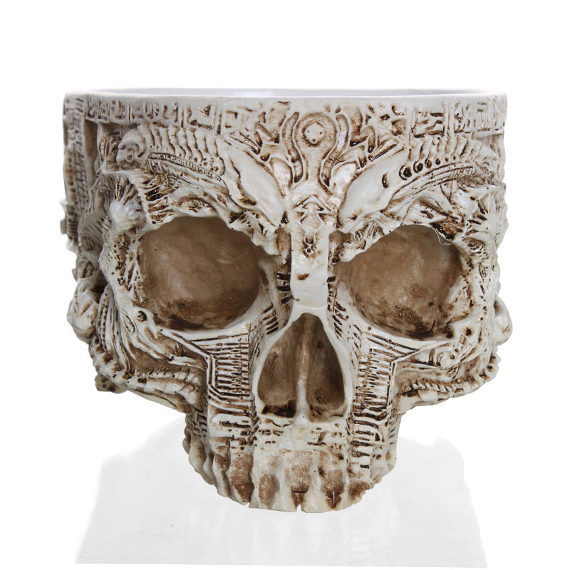 Resin skull flowerpot